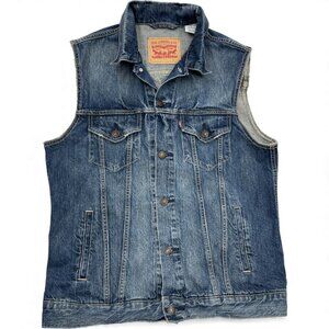 Levi's Denim Jean Blue Trucker Vest Jacket Men's Size Large